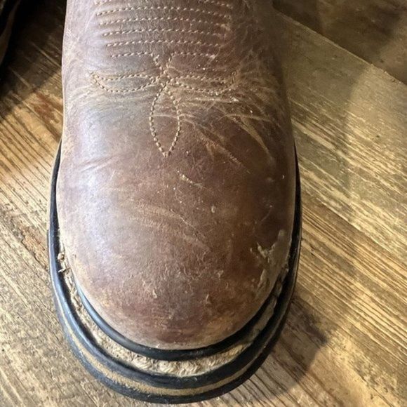 Womens Rocky Ride Branson Brown Leather Western Roper Cowboy Boots Size 9.5 M - Picture 5 of 8